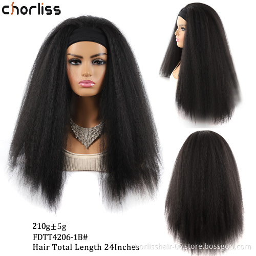 Wholesale Blonde Ombre Long Turban Wrap Wig Afro Corn Wave Headband wig Synthetic Wig With Headband Attached For Black Women